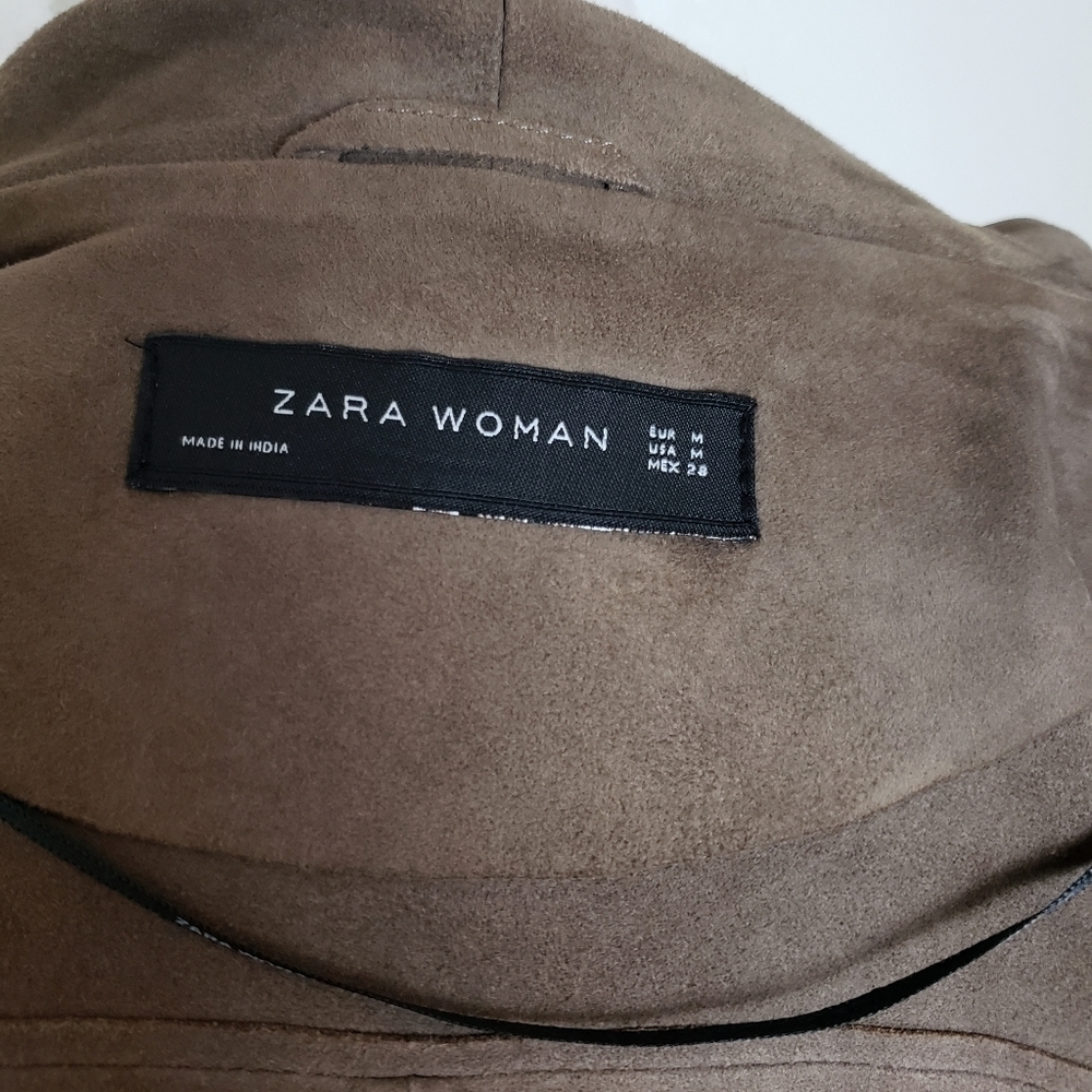 EUC Zara open-front draped and belted jacket 100% goat suede leather - Picture 12 of 15